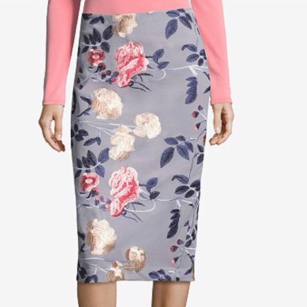 ECI Embroidered Pencil Skirt
